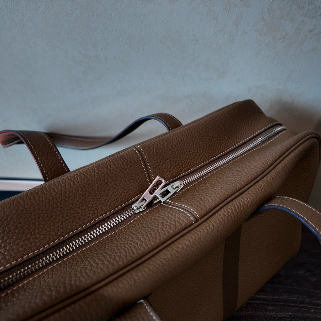Large Pebbled Leather Bowling Bag