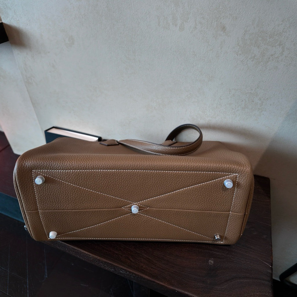 Large Pebbled Leather Bowling Bag