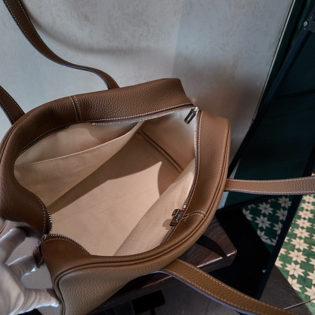 Large Pebbled Leather Bowling Bag