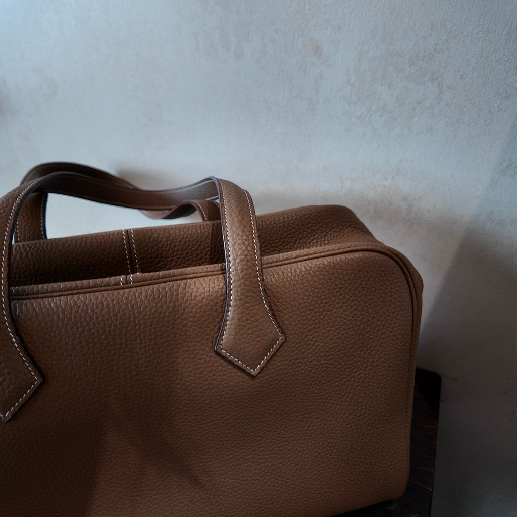 Large Pebbled Leather Bowling Bag