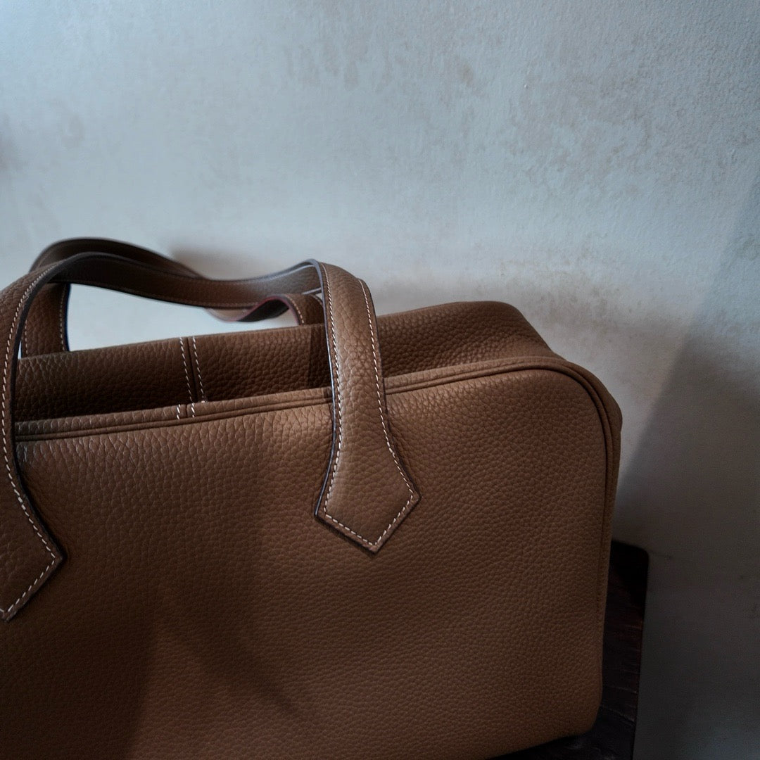 Large Pebbled Leather Bowling Bag