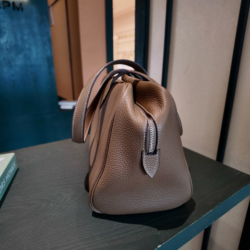 Large Pebbled Leather Bowling Bag
