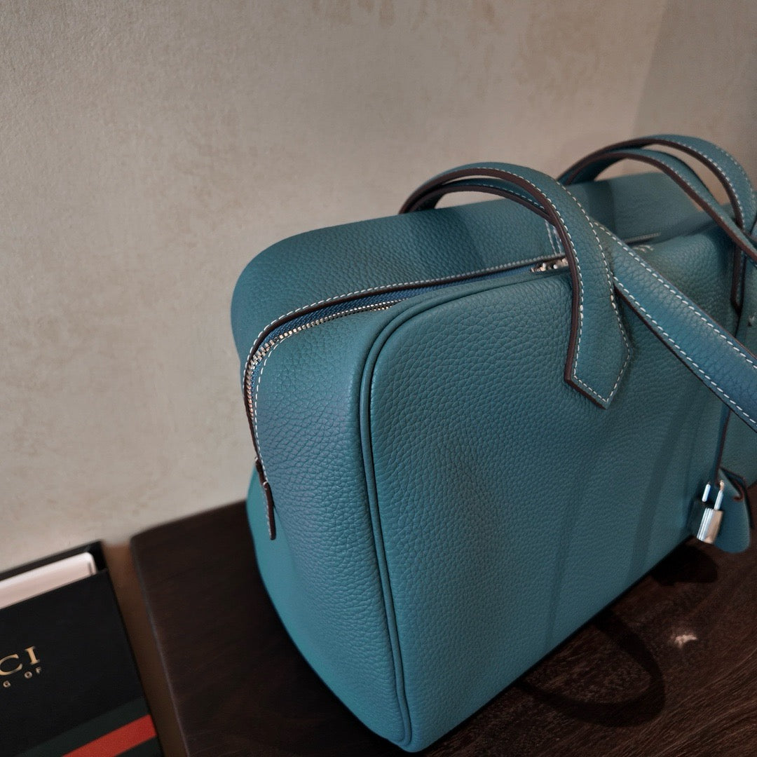 Large Pebbled Leather Bowling Bag