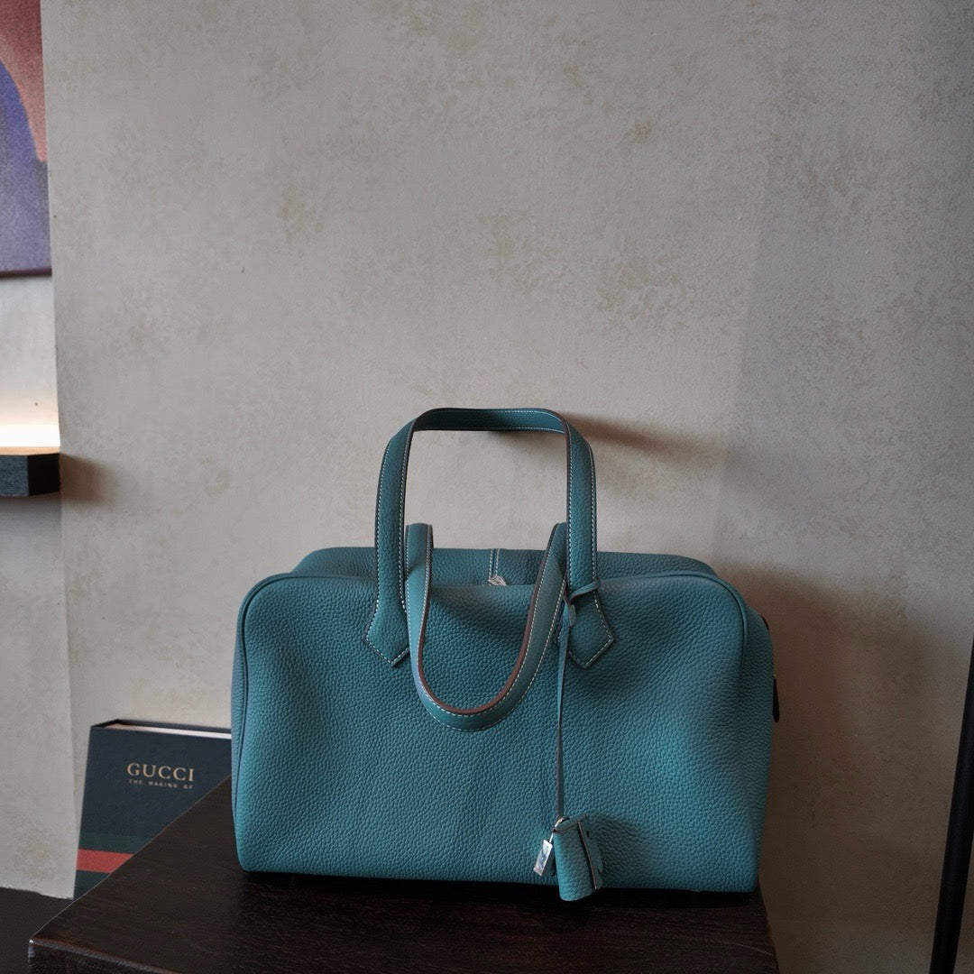Large Pebbled Leather Bowling Bag