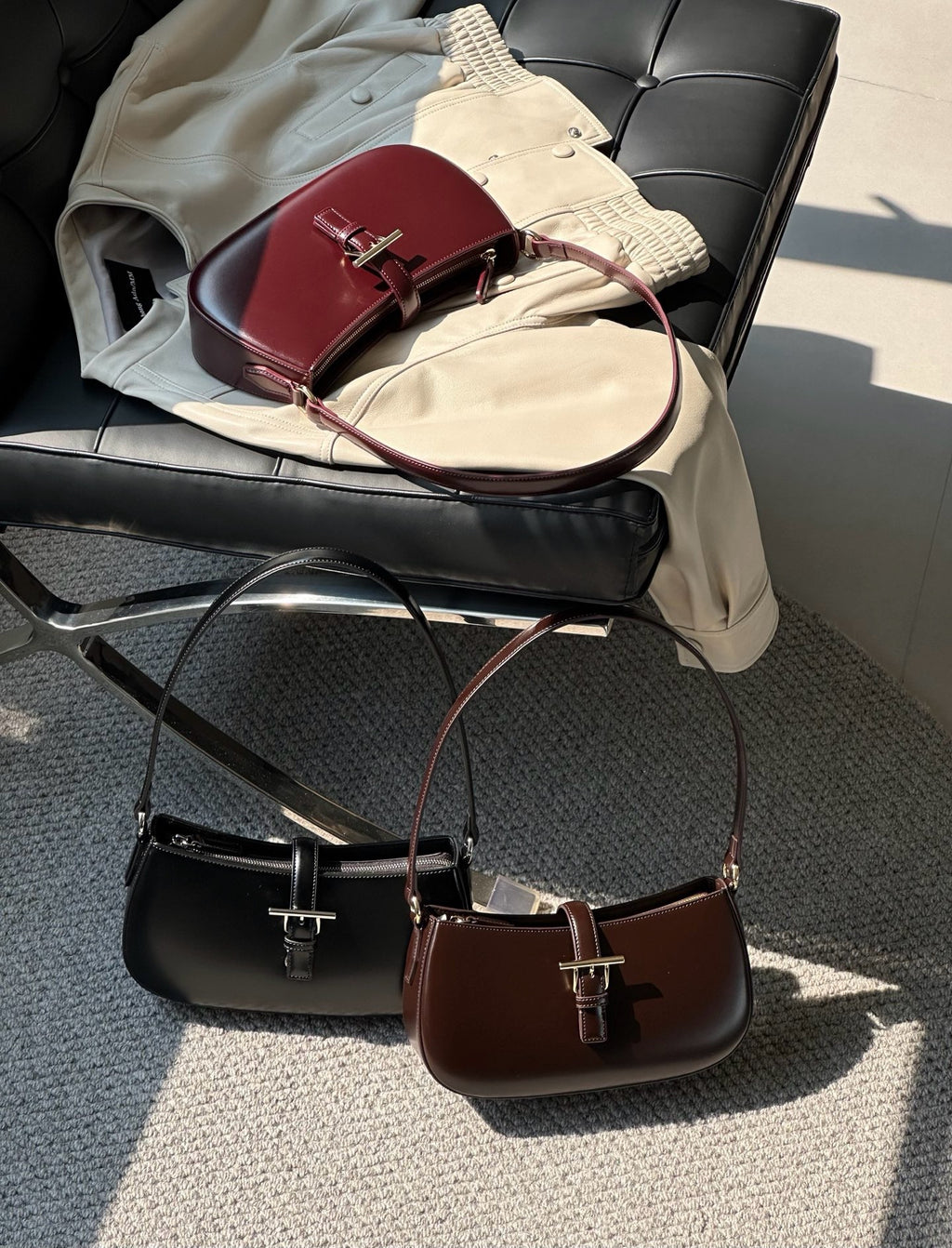 Mini Patent Leather Shoulder Bag with Buckle
