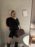 Woven Leather Bowling Bag