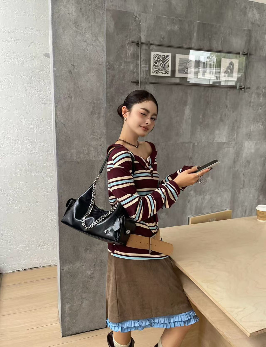 Noir Pocket Shoulder Bag