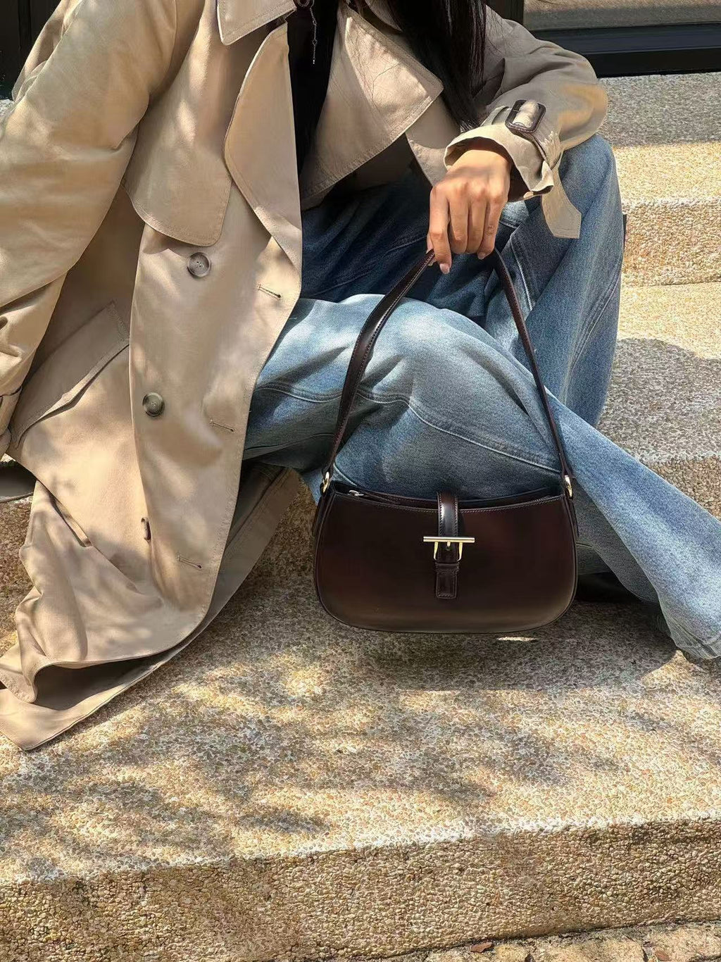 Mini Patent Leather Shoulder Bag with Buckle