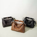 Slouchy Zipper Leather Shoulder Bag