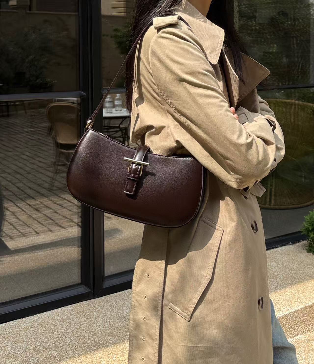 Mini Patent Leather Shoulder Bag with Buckle