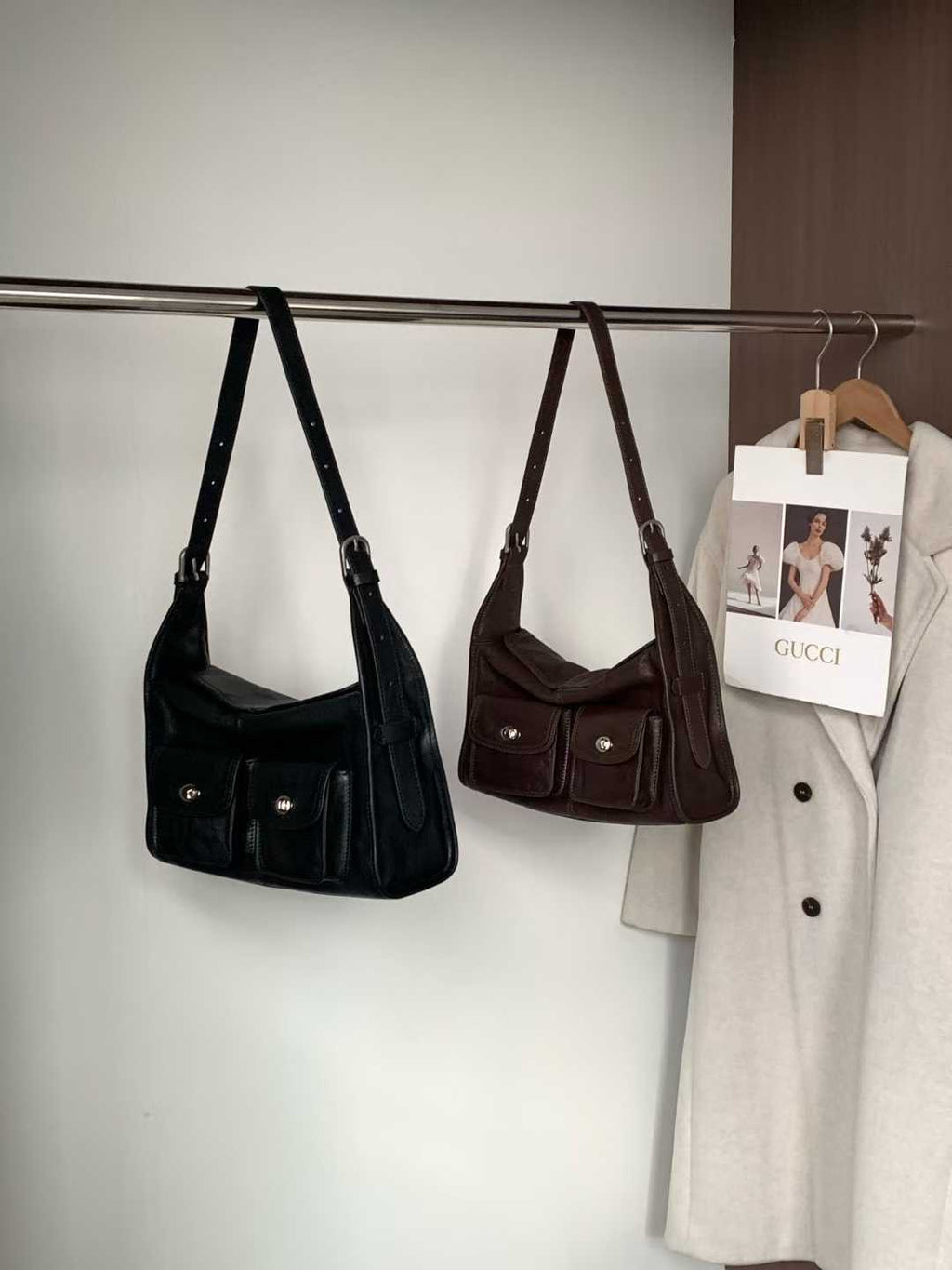 Vintage Pocket Shoulder Bag – Minimalist Everyday Handbag