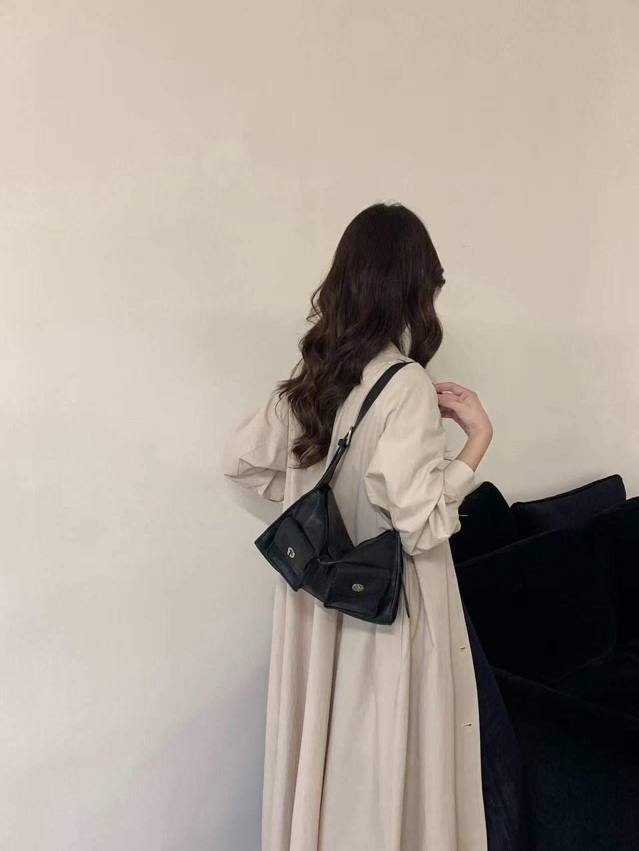 Vintage Pocket Shoulder Bag – Minimalist Everyday Handbag
