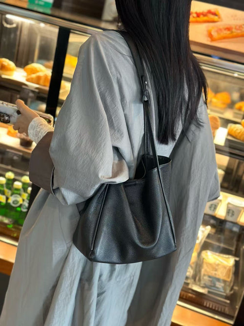 Chic Leather Tote with Top Handle & Strap
