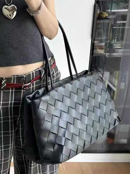 Woven Leather Bowling Bag